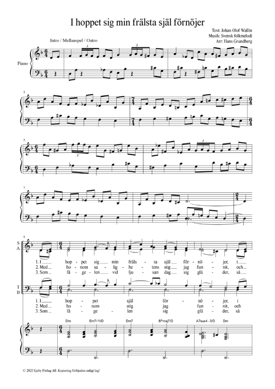 I hoppet sig min frälsta själ förnöjer